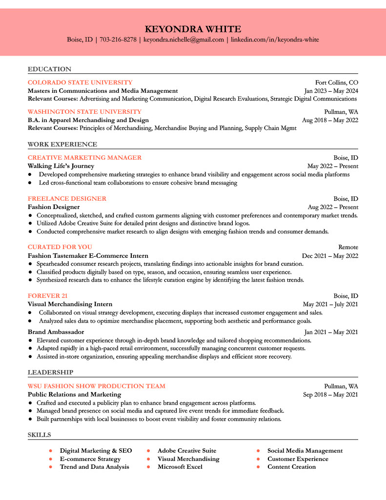 Resume of Keyondra White